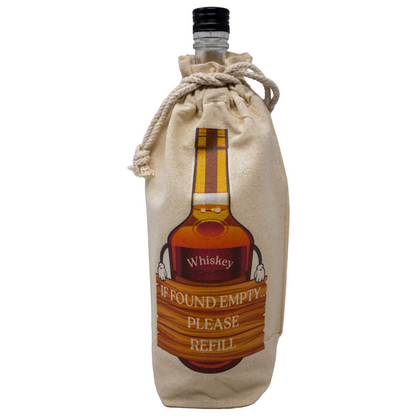 "If Empty Please Refill" Whiskey Funny Gift Bags for Liquor, Whiskey Bottles