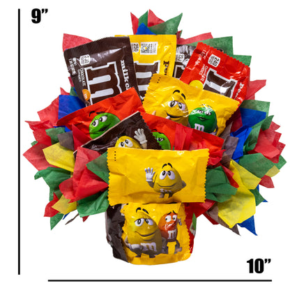 M&M's Chocolate Candy Bouquet Gift with Fun Size Snack Pack