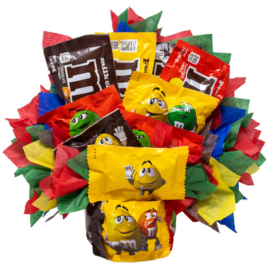 M&M's Chocolate Candy Bouquet Gift with Fun Size Snack Pack