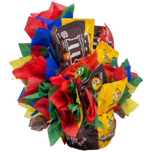 M&M's Chocolate Candy Bouquet Gift with Fun Size Snack Pack