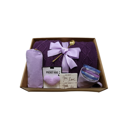 Cozy Blanket Gift Set Box with Purple Theme