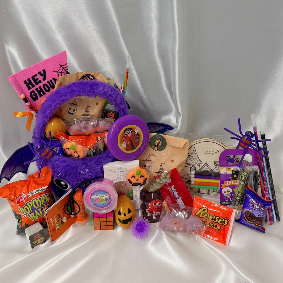 Halloween Fuzzy Bat Prefilled Boo Basket
