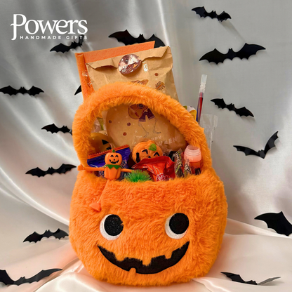 Halloween Fuzzy Pumpkin Prefilled Boo Basket