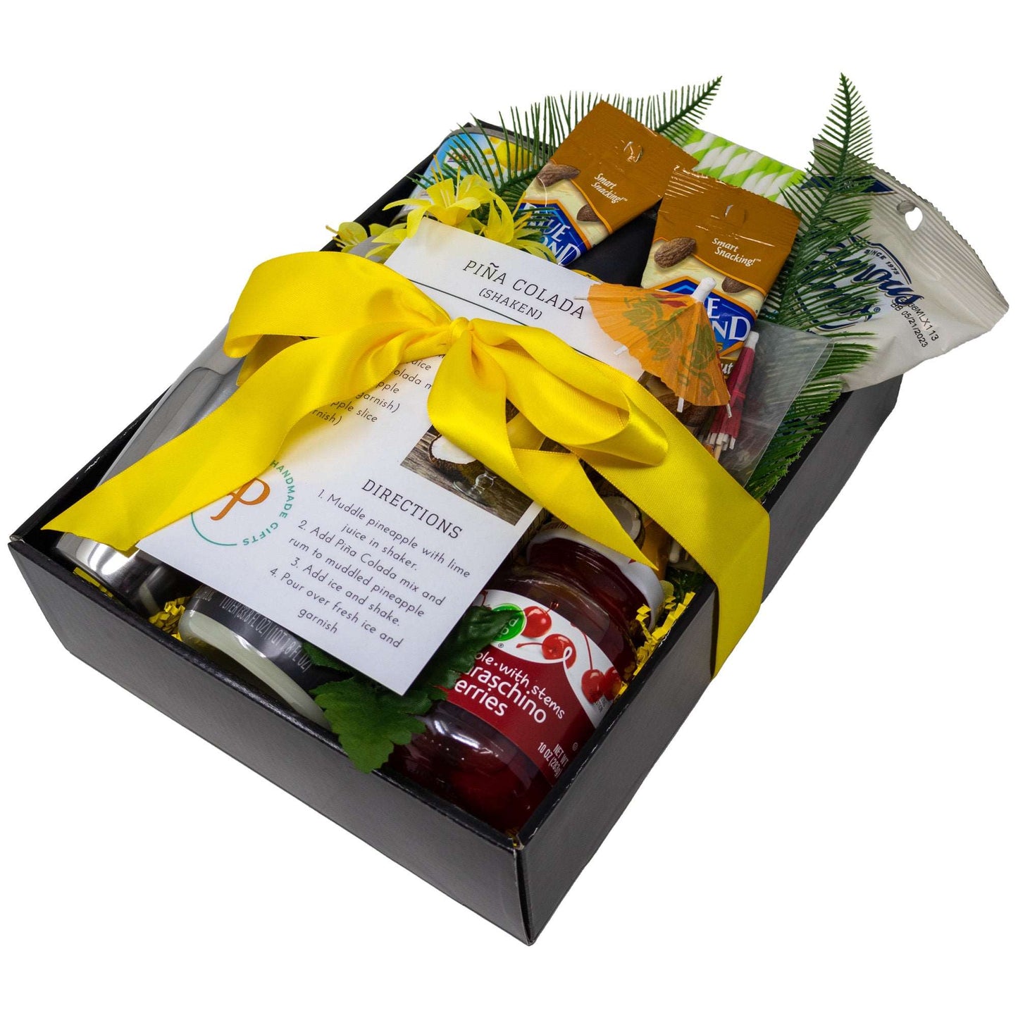 Piña Colada Mix Gift Basket with Recipe Card & Coconut Snacks