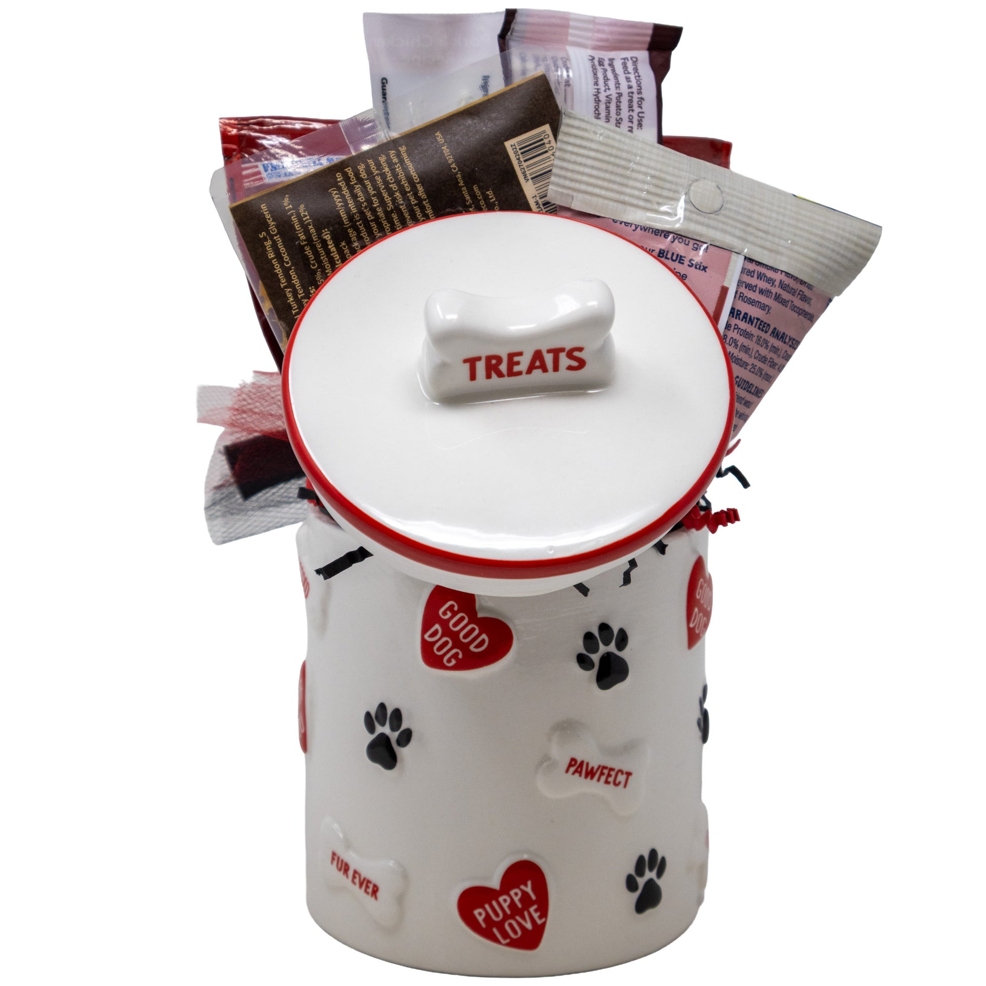Paws and Kisses Dog Treat Canister Filled with Loads of Treats