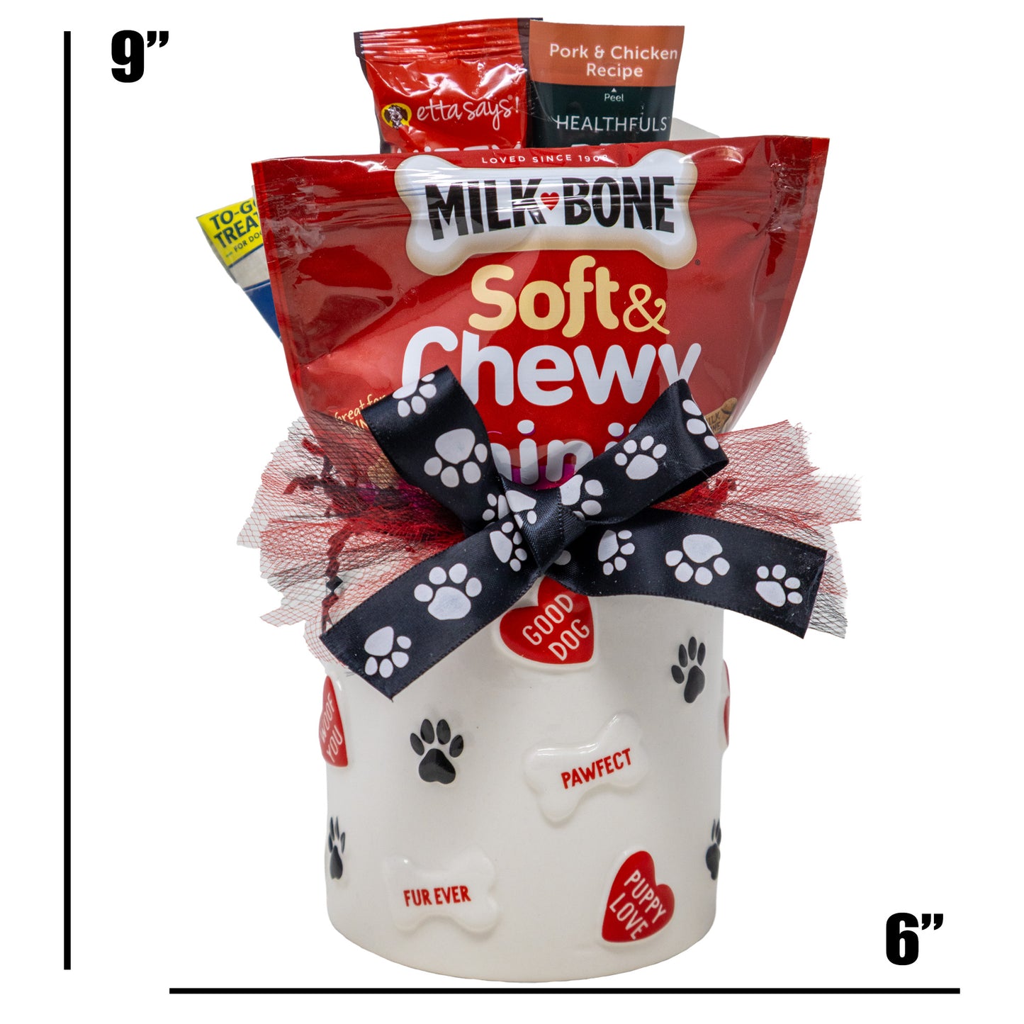 Paws and Kisses Dog Treat Canister Filled with Loads of Treats
