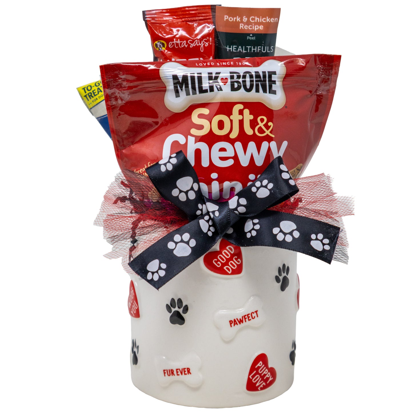 Paws and Kisses Dog Treat Canister Filled with Loads of Treats
