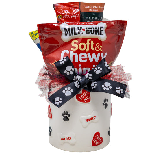 Paws and Kisses Dog Treat Canister Filled with Loads of Treats