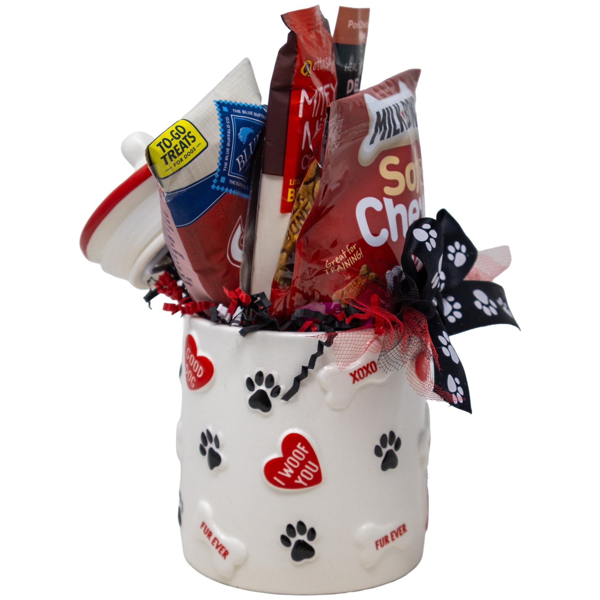 Paws and Kisses Dog Treat Canister Filled with Loads of Treats