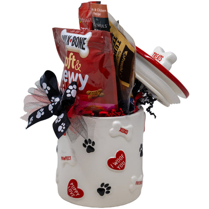 Paws and Kisses Dog Treat Canister Filled with Loads of Treats