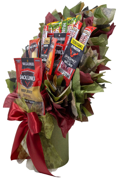 Beef Jerky Bouquet with a Unique Variety of Name Brand Meat Snacks