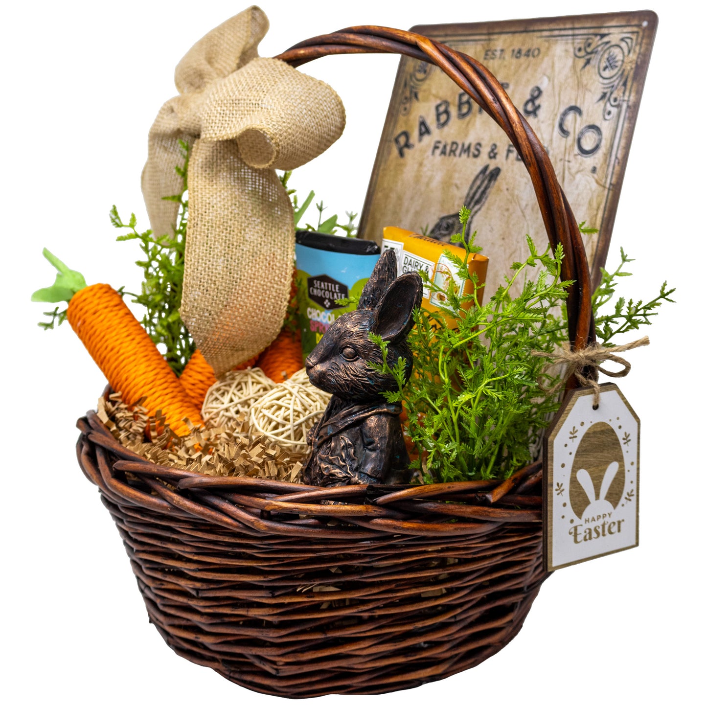 Welcome Spring Rabbit Decor & Candy Basket