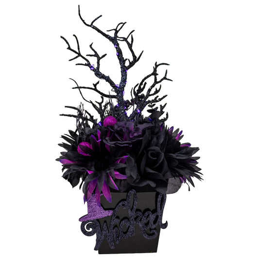 Wicked Halloween Floral Arrangement With Fairy Lights