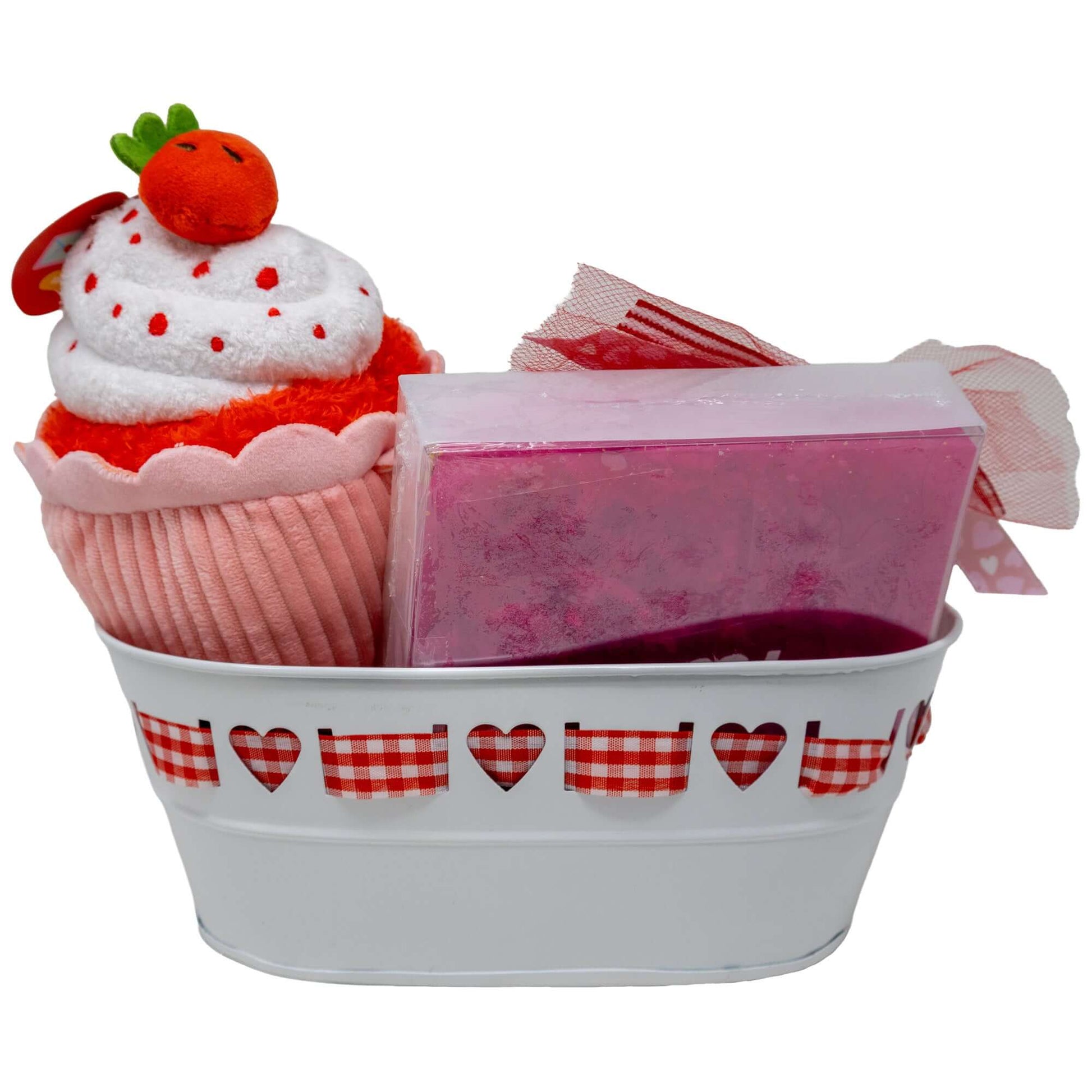 "You're Awesome" Sugar Cookie, Cupcake Plushy and Bead Bracelet Valentine's Basket