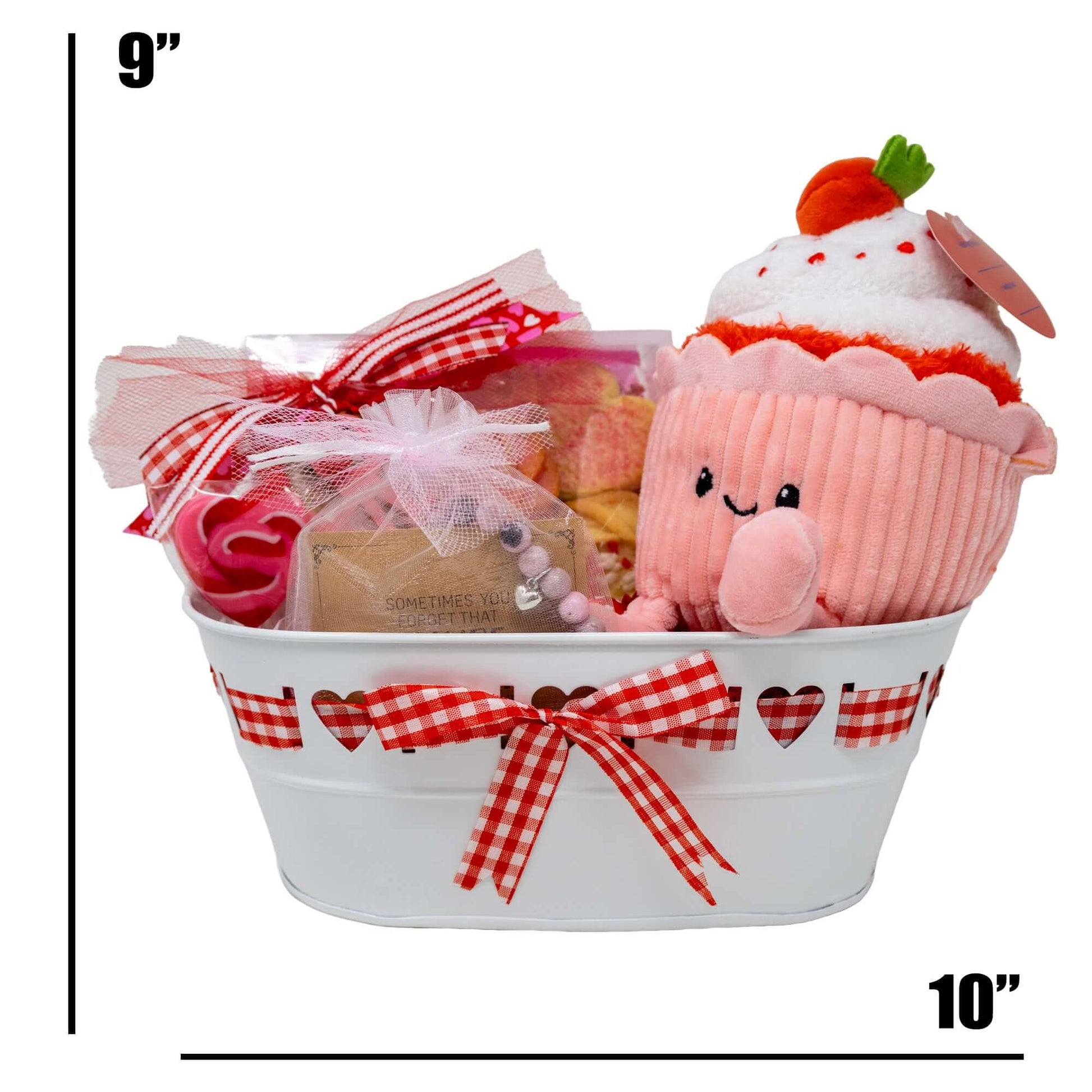 "You're Awesome" Sugar Cookie, Cupcake Plushy and Bead Bracelet Valentine's Basket
