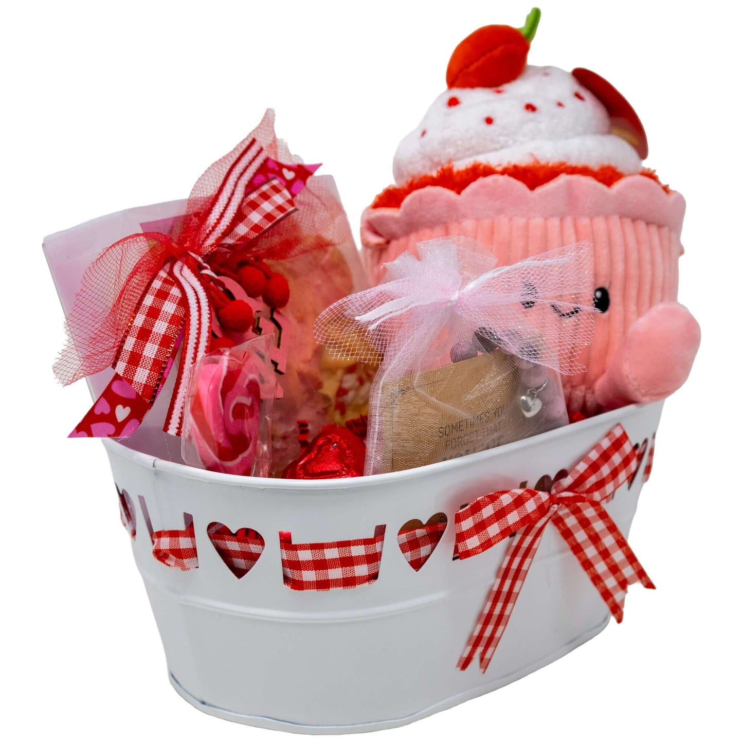 "You're Awesome" Sugar Cookie, Cupcake Plushy and Bead Bracelet Valentine's Basket