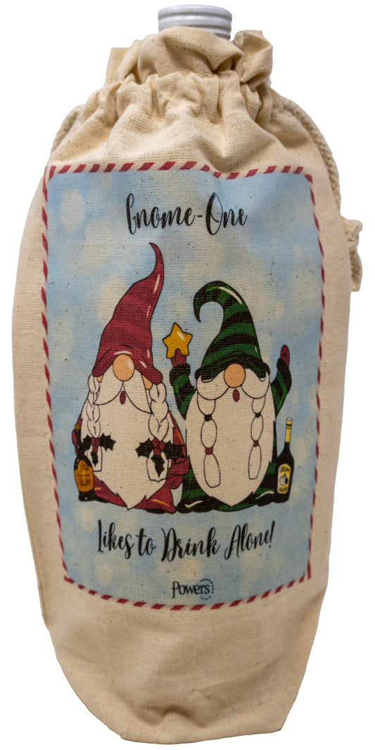 Gnome-one Likes to Drink Alone Funny Liquor, Whiskey, Wine Gift Bag