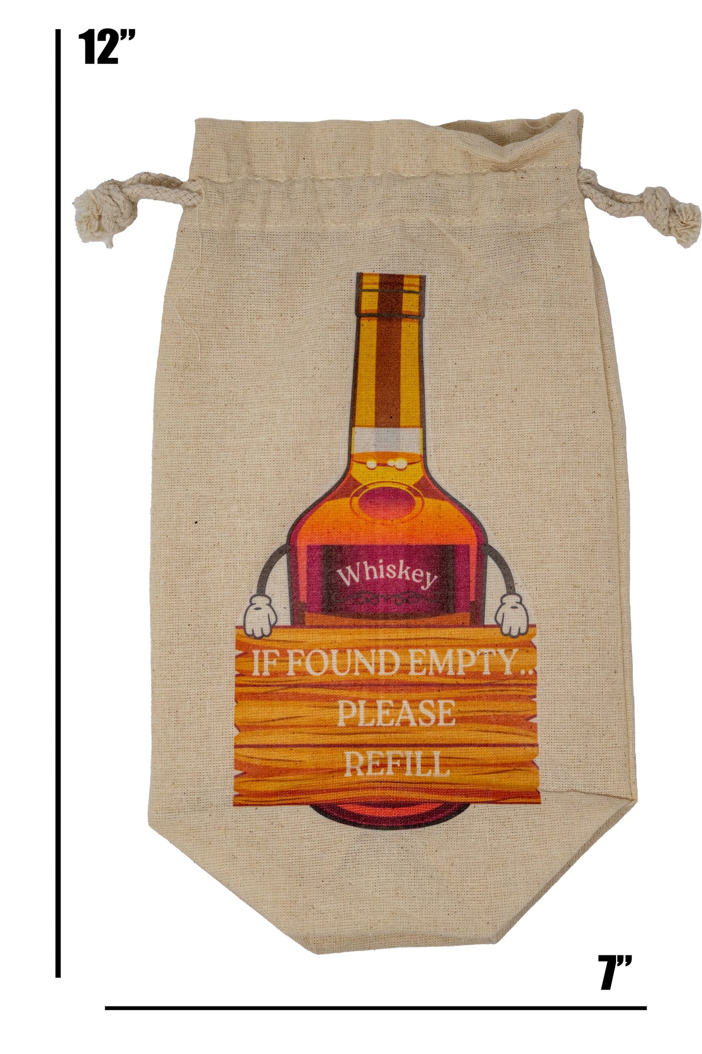 "If Empty Please Refill" Whiskey Funny Gift Bags for Liquor, Whiskey Bottles