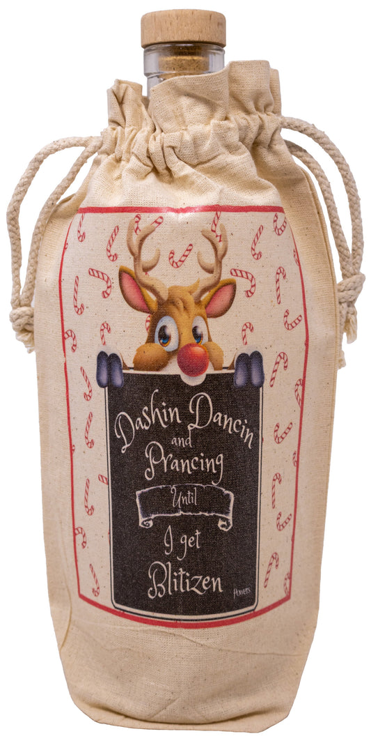 Reindeer Themed Funny Gift Bag for Liquor, Whiskey and Wine Bottles