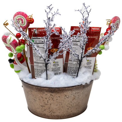 Snowman Hot Chocolate & Mug Set in Tin Basket