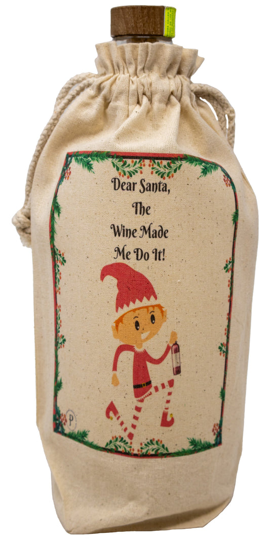 Dear Santa The Wine Made Me Do It Gift Bag for Liquor, Whiskey and Wine Bottles