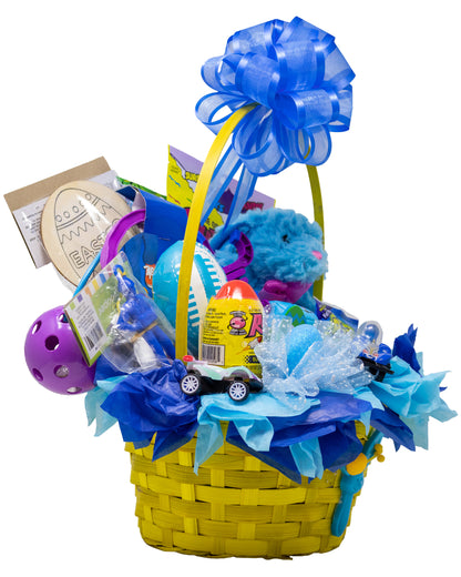 Yellow and Blue Prefilled Easter Basket for Kids